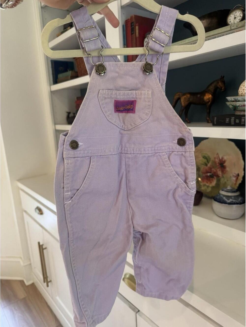 Vintage Denim 18 Months Overalls Jumpsuit Pastel 90s HAndstands 100% Cotton USA